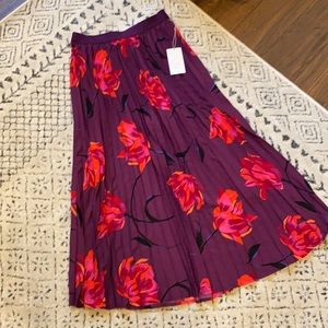 NWT A New Day Purple Floral A-Line Pleated Skirt
